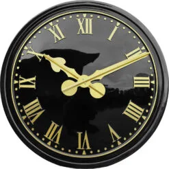 Convex Roman Black Outdoor Clock With Bezel